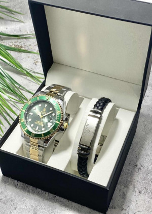 Подарочный набор для мужчины часы и браслет + коробка 2361705