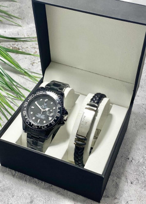 Подарочный набор для мужчины часы и браслет + коробка 2361706