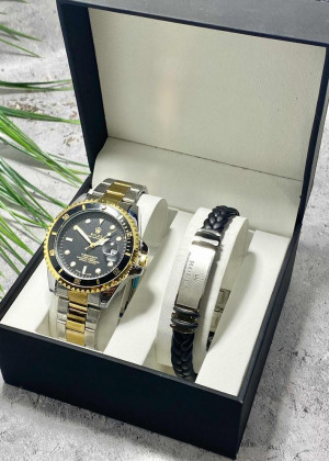 Подарочный набор для мужчины часы и браслет + коробка 2361707