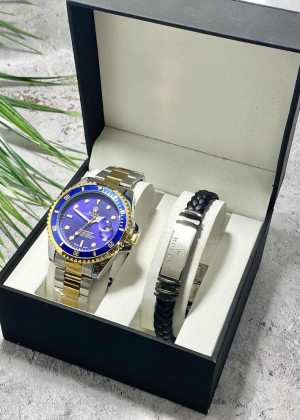 Подарочный набор для мужчины часы и браслет + коробка 2361710