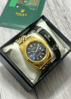 Подарочный набор для мужчины часы и браслет + коробка 2361712