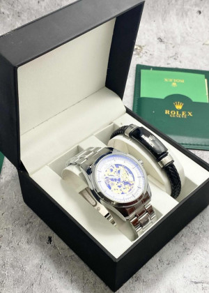 Подарочный набор для мужчины часы и браслет + коробка 2361716