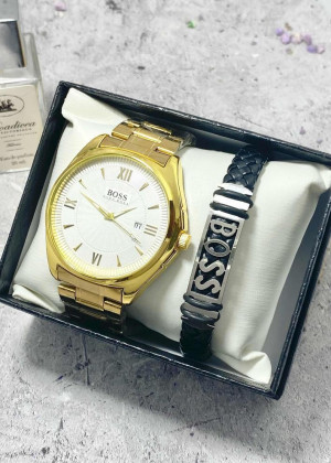 Подарочный набор для мужчины часы и браслет + коробка 2361727