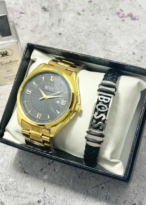 Подарочный набор для мужчины часы и браслет + коробка 2361729