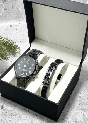 Подарочный набор для мужчины часы и браслет + коробка 2361737