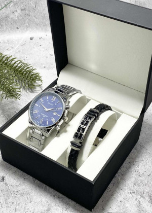 Подарочный набор для мужчины часы и браслет + коробка 2361738