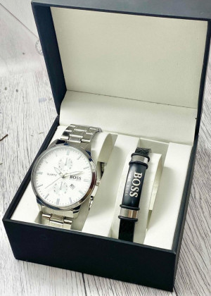 Подарочный набор для мужчины часы и браслет + коробка 2361739