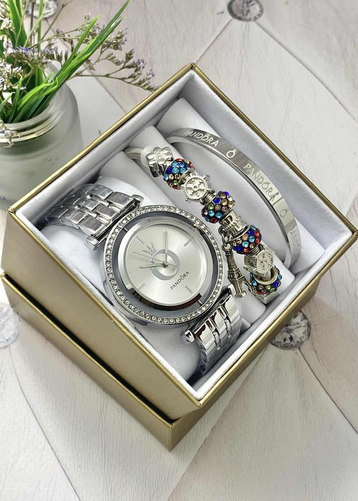 Подарочный набор для женщин часы, 2 браслета + коробка 