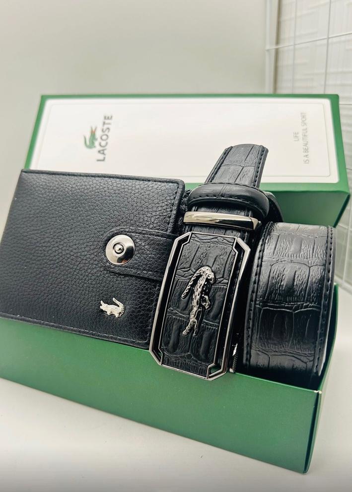 Подарочный набор для мужчины ремень, кошелек + коробка 