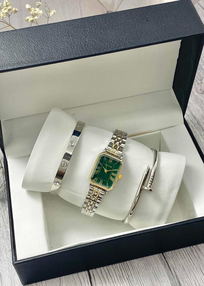 Подарочный набор для женщин часы, 2 браслета + коробка 