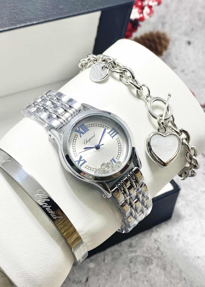 Подарочный набор для женщин часы, 2 браслета + коробка 