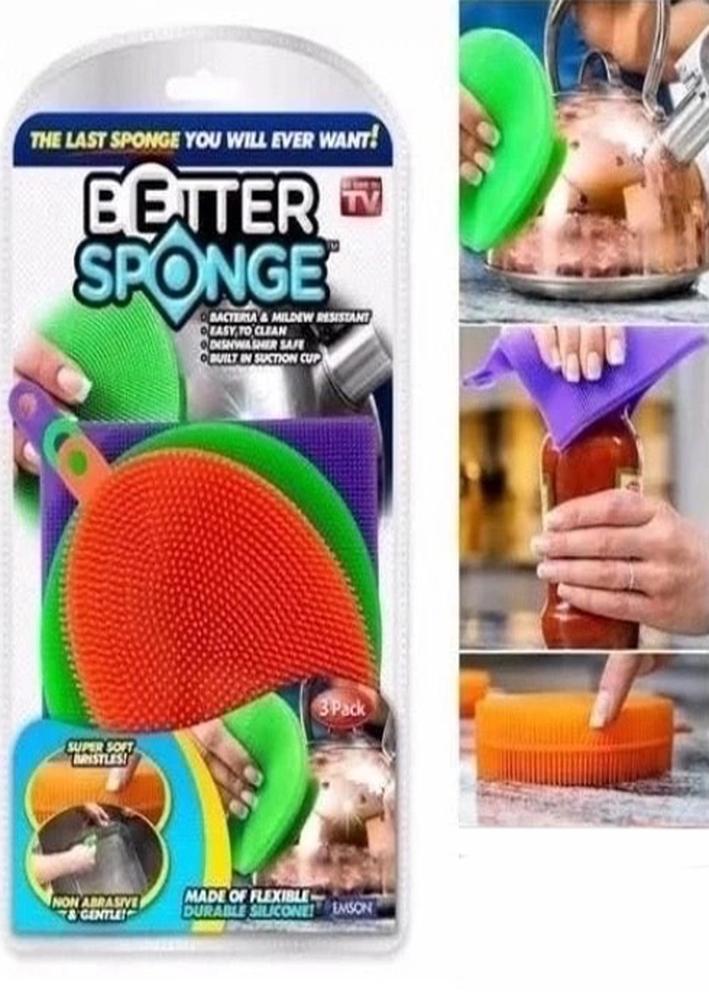 Губка спонж силиконовая "Better sponge" набор 3 предмета 