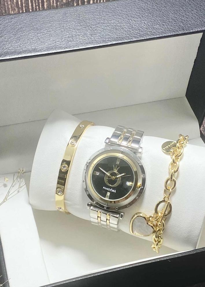 Подарочный набор для женщин часы, 2 браслета + коробка 