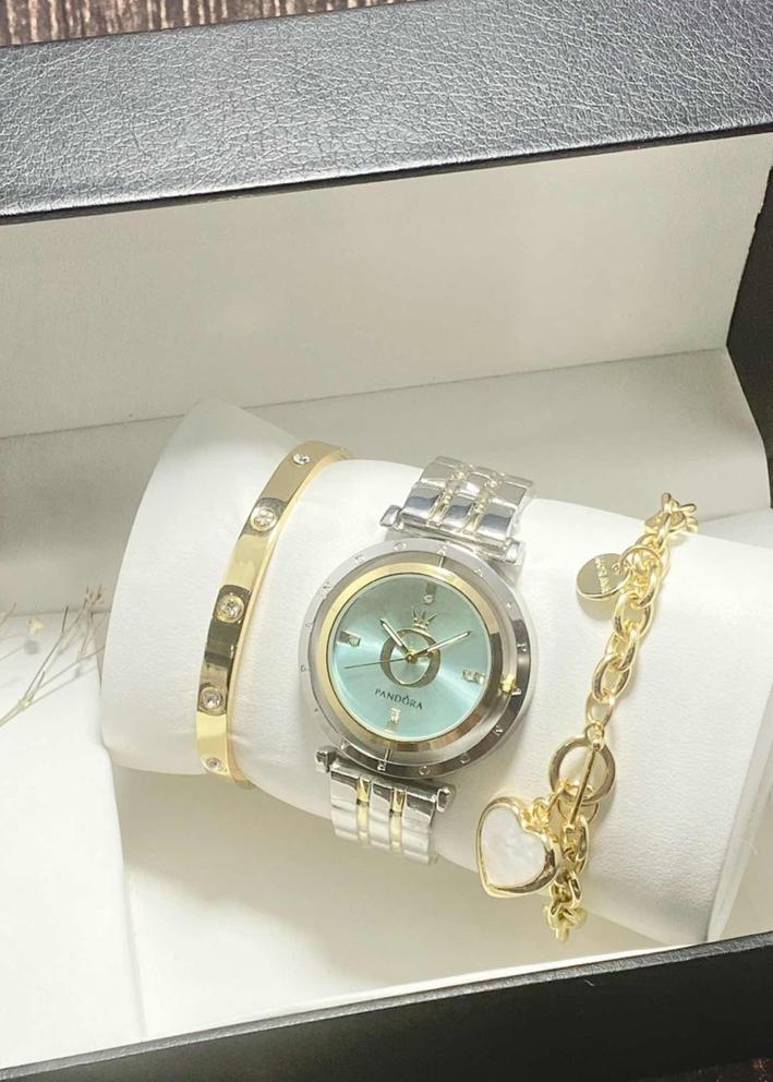 Подарочный набор для женщин часы, 2 браслета + коробка 