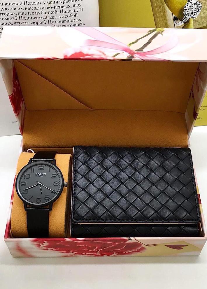 Подарочный набор часы, кошелёк + пакет 