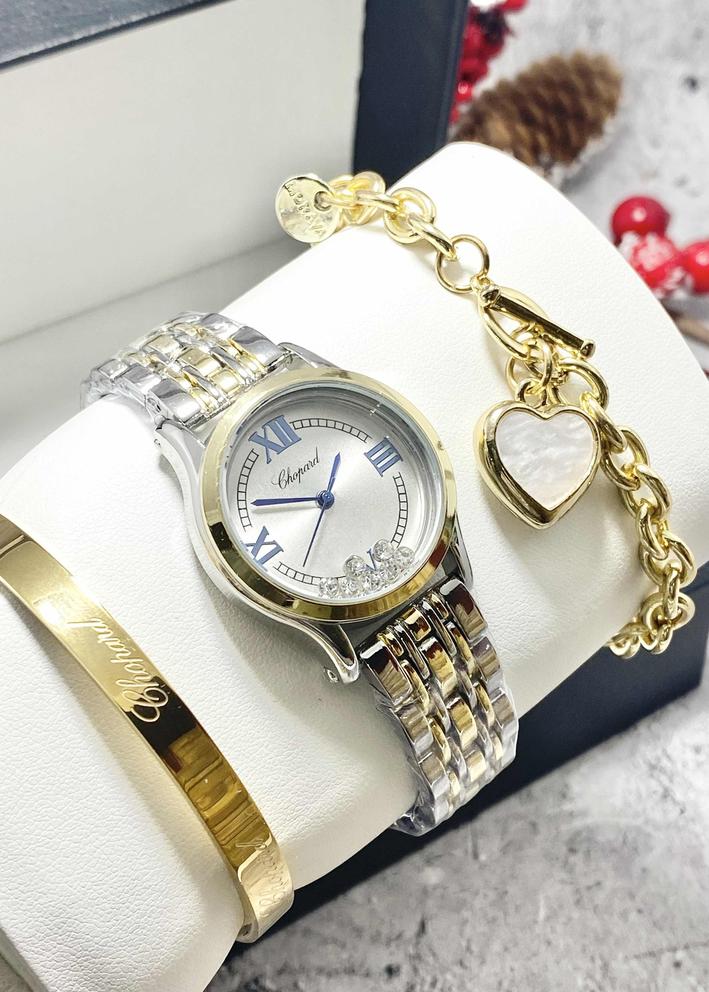 Подарочный набор для женщин часы, 2 браслета + коробка 