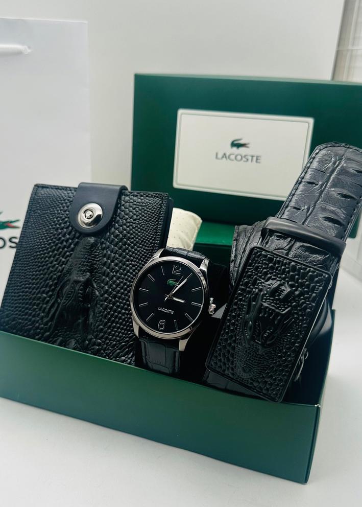 Подарочный набор для мужчины ремень, часы, кошелек + коробка 