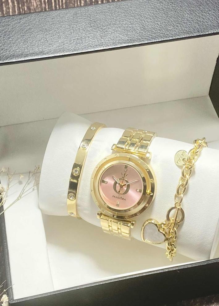 Подарочный набор для женщин часы, 2 браслета + коробка 