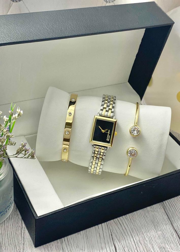 Подарочный набор для женщин часы, 2 браслета + коробка 