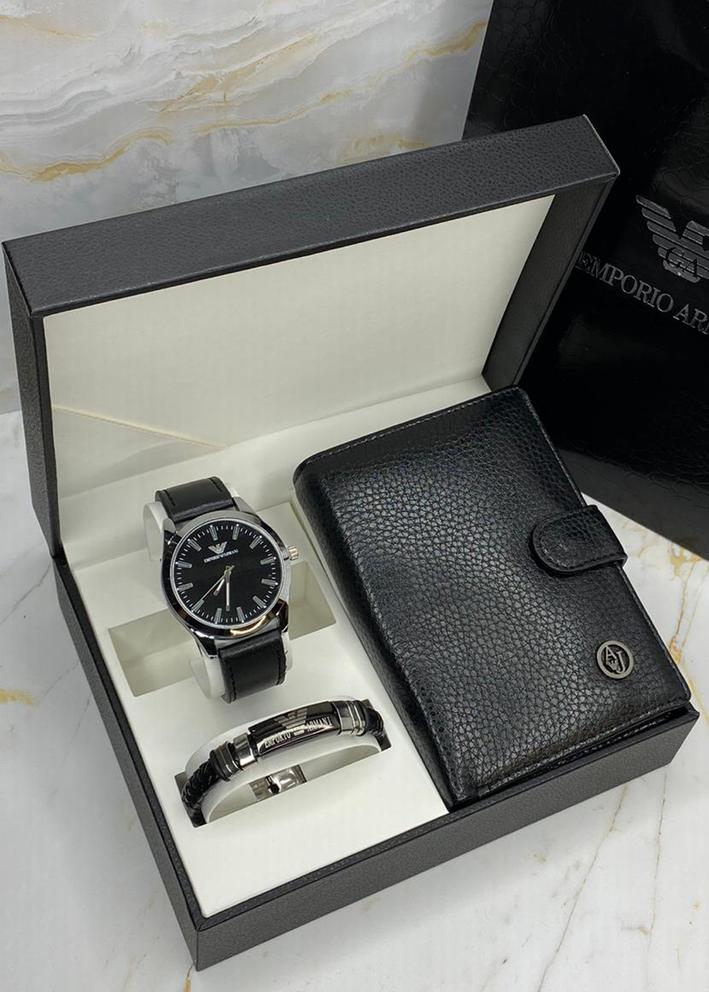 Подарочный набор часы, браслет, кошелёк и коробка 