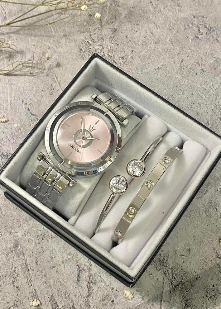 Подарочный набор для женщин часы, 2 браслета + коробка 