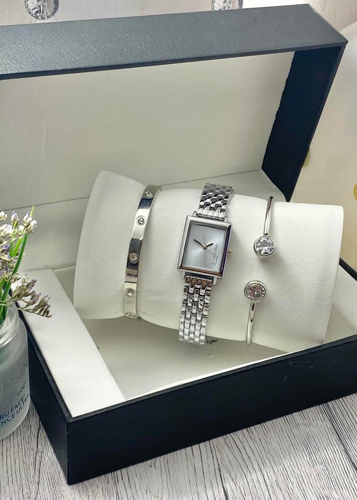 Подарочный набор для женщин часы, 2 браслета + коробка 