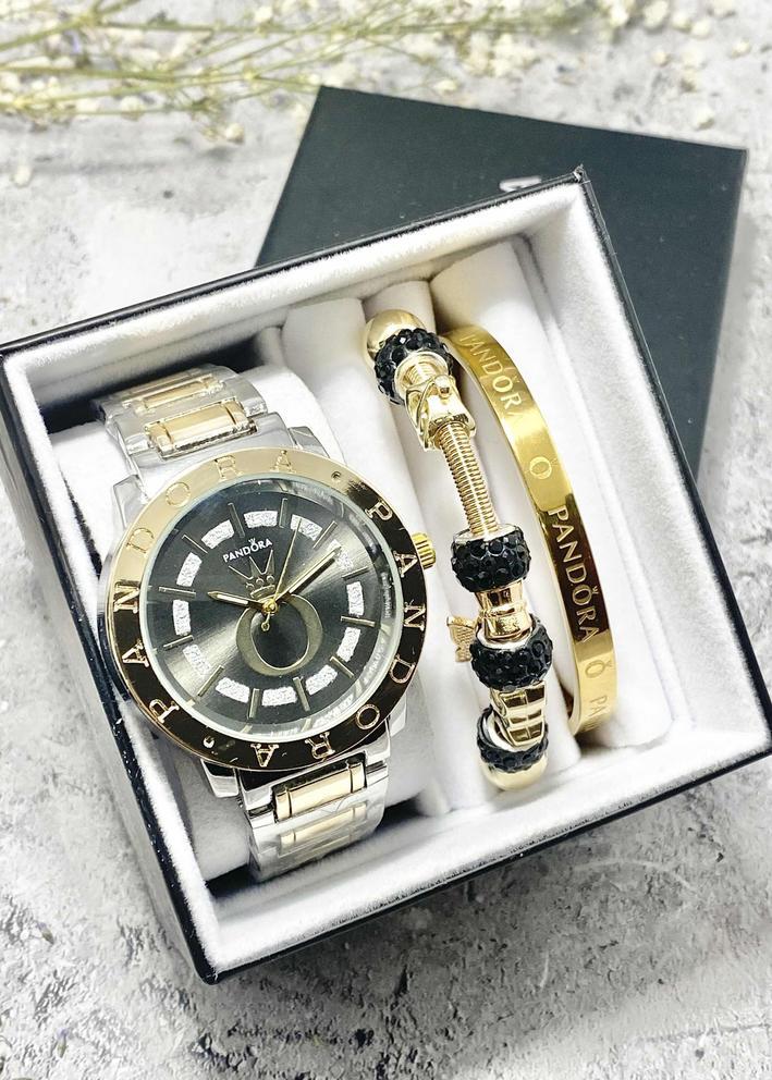 Подарочный набор для женщин часы, 2 браслета + коробка 