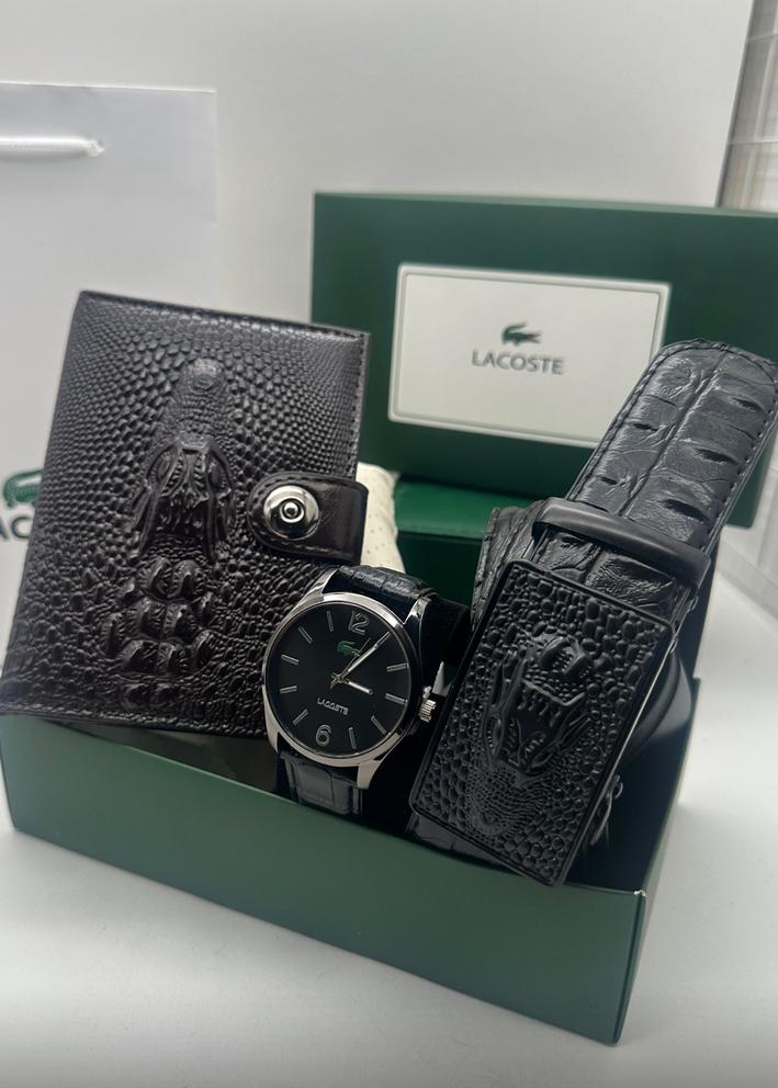 Подарочный набор для мужчины ремень, часы, кошелек + коробка 