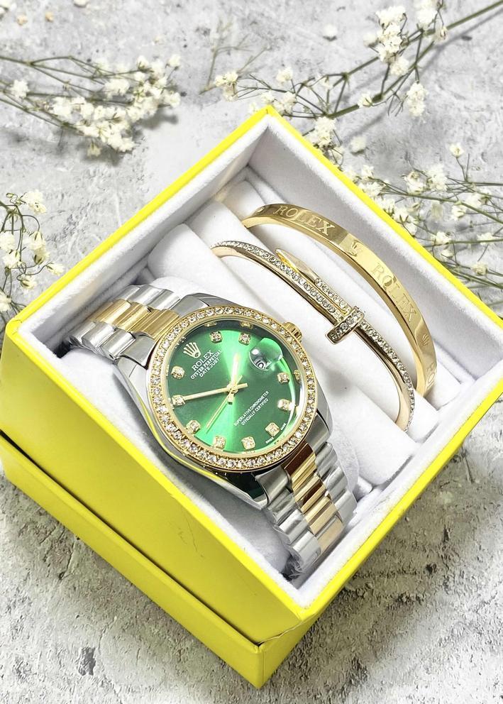 Подарочный набор для женщин часы, 2 браслета + коробка 